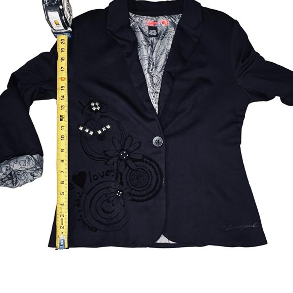 Desigual Womens black blazer button size 42 - Picture 9 of 9